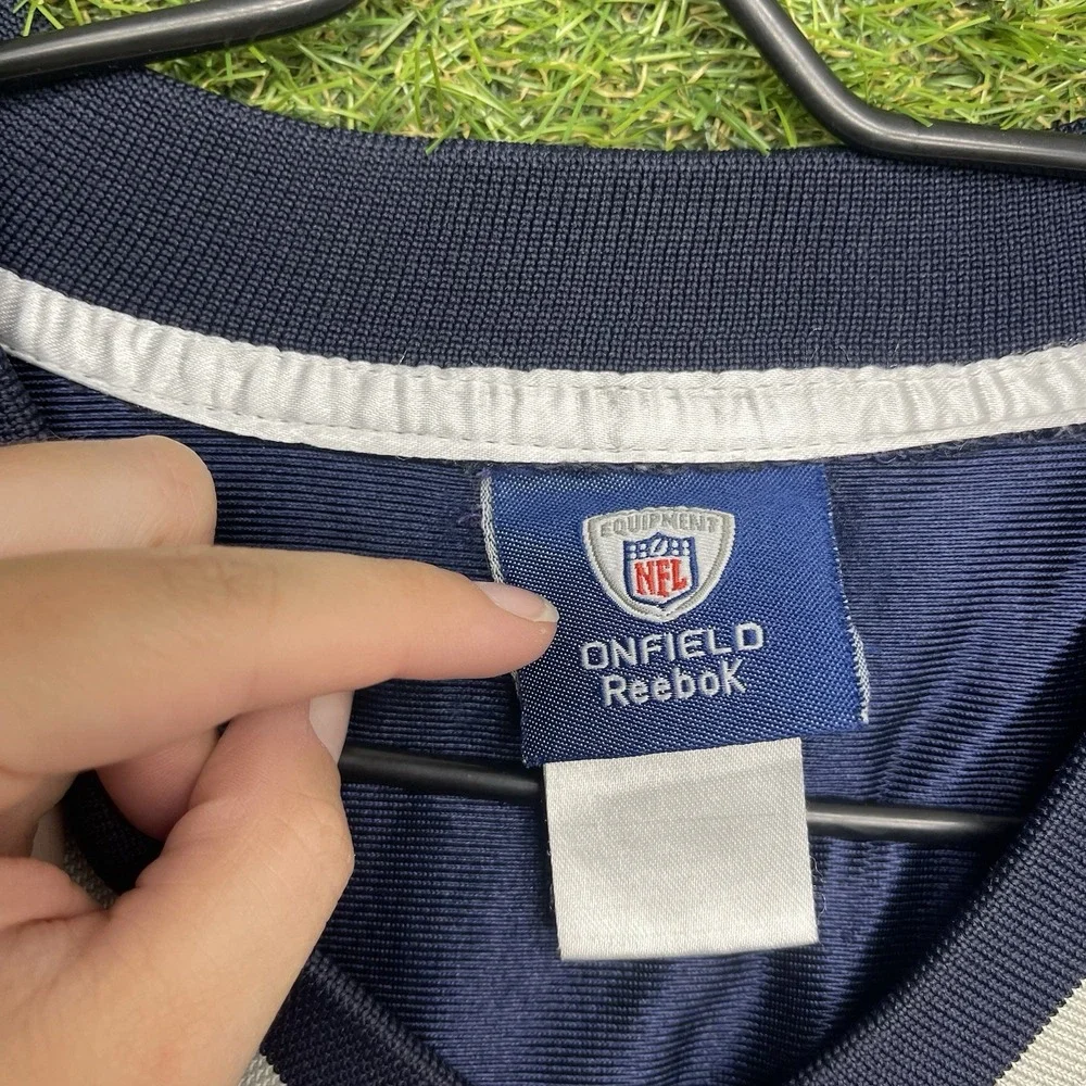 Vintage New England Patriots Reebok Jersey Mens 52 Tom Brady NFL #12 Blue Print